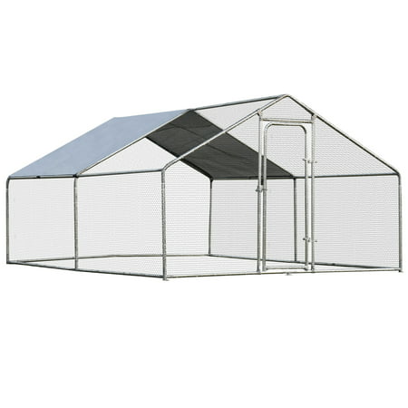 Gymax Large Walk In Chicken Coop Run House Shade Cage 10'x13' with Roof Cover Backyard, 10' x 13'