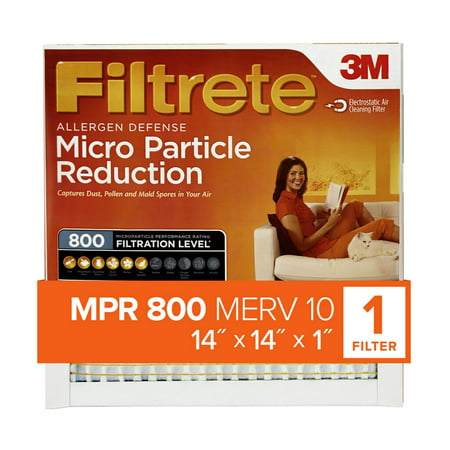 Filtrete by 3M 14x14x1, MERV 10, Micro Particle Reduction HVAC Furnace Air Filter, 800 MPR, 1 Filter