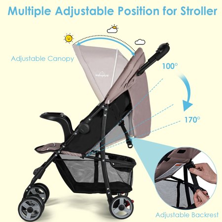 Costway Foldable Lightweight Baby Stroller Kids Travel Pushchair 5-Point Safety System