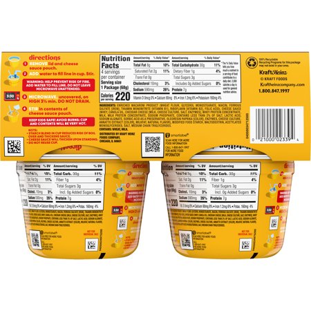 Velveeta Shells and Cheese Macaroni and Cheese Cups Easy Microwavable Dinner, 4 ct Pack, 2.39 oz Cups