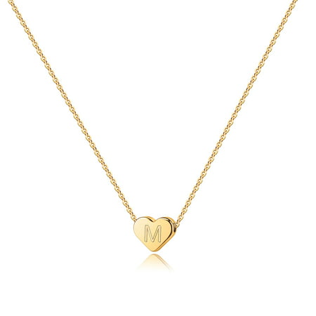 Heart Initial Necklace for Girls - 14K Gold Filled Heart Initial Necklace for Women