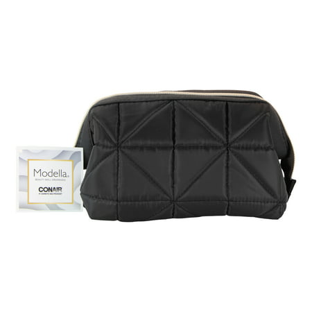 Modella Framed Cosmetic Accessory Case in Quilted Geometric Design & Signature Gold Hardware