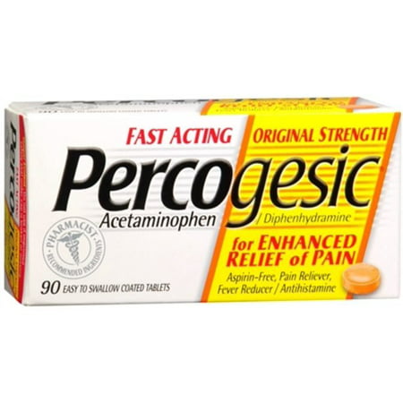 Percogesic Tablets 90 Tablets [Acetaminophen/Diphenhydramine] (Pack of 2)
