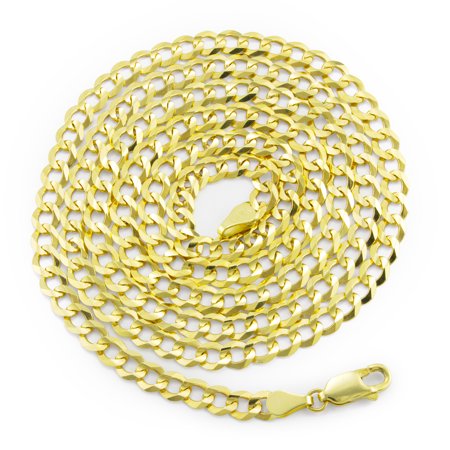 Nuragold 14k Yellow Gold 5mm Solid Cuban Curb Link Chain Pendant Necklace, Mens Womens with Lobster Clasp 16" - 30"