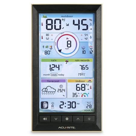 AcuRite Iris? (5-in-1) Weather Station with Vertical Color Display for Indoor/Outdoor Temperature and Humidity, Wind Speed and Direction, and Rainfall with Built-In Barometer (01539MCB)