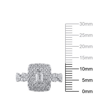 1-1/3 Carat T.W. (I2 clarity, H-I color) Brilliance Fine Jewelry Emerald cut Diamond Engagement Ring in 10kt White Gold, Size 9