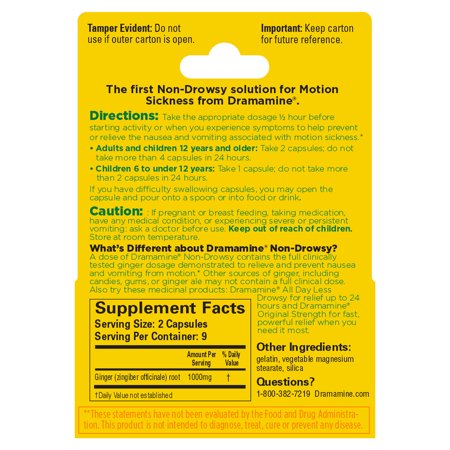 Dramamine Motion Sickness Non-Drowsy, 18 Count, 2 Pack