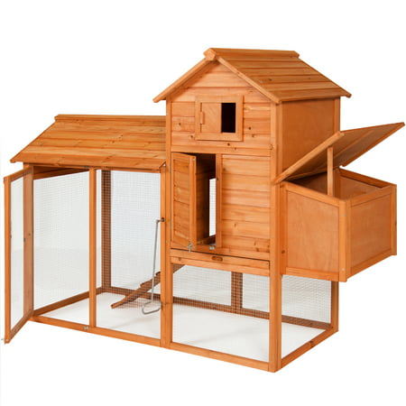 Best Choice Products 80in Wooden Chicken Coop Multi-Level Hen House, Poultry Cage w/ Wire Fence for 4 Birds, Farm