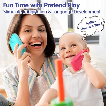 HOLA Toy Phone for Toddler Boy Girl, Baby Cell Phone with Light & Music, 6-12 Months ToysBlue,