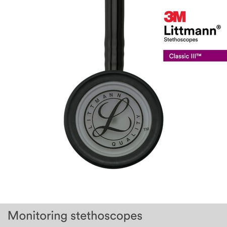 3M Littmann Classic III 27" Monitoring Stethoscope, Smoke-Finish, Black Tube, 5811Black,