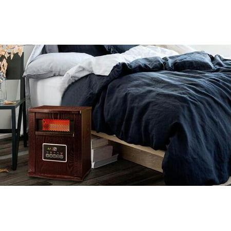 Soleil Electric Infrared Quartz Cabinet Heater with Remote 1500W Indoor Walnut