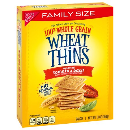 Wheat Thins Sundried Tomato & Basil Whole Grain Wheat Crackers, Family Size, 13 oz