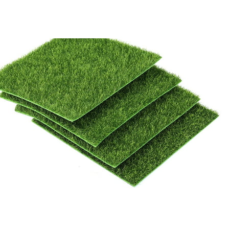6X6 inches Fake Grass for Dollhouse Miniatures Garden, Artificial Grass for Crafts Decoration (Pack of 4)