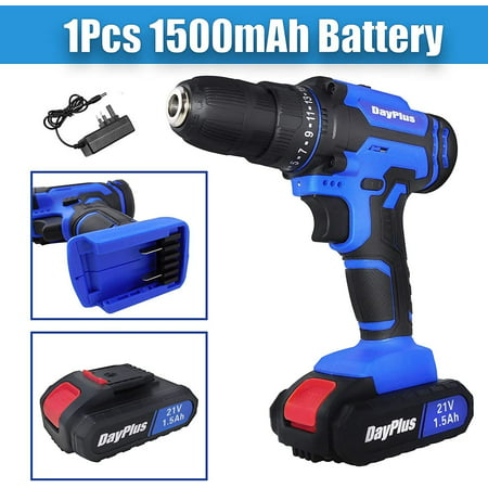 21V Cordless Drill Electric Kit Fast Charger Lithium-Ion Battery for Car Tyre Repair & Home DIY