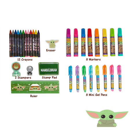 Star Wars Baby Yoda Kids Art Kit with Carrying Tin Gel Pens Markers Stickers 500 Pc