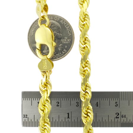 Nuragold 10k Yellow Gold 7mm Solid Rope Chain Diamond Cut Bracelet, Mens Jewelry Lobster Clasp 8" 8.5" 9"