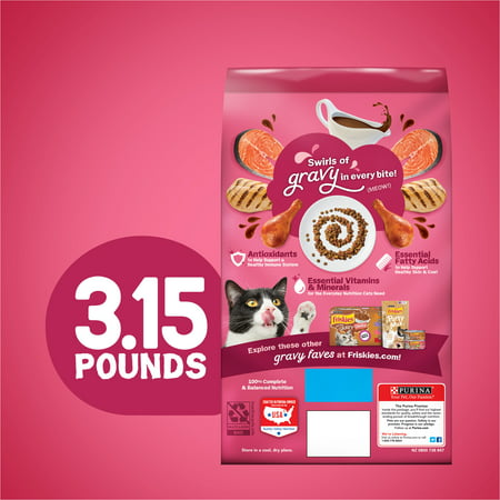 Friskies Dry Cat Food, Gravy Swirlers, 3.15 lb. Bag, 3.15 lbs