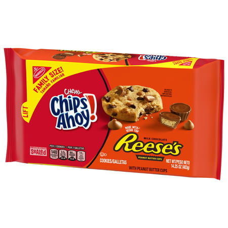 CHIPS AHOY! Chewy Chocolate Chip Cookies with Reese's Peanut Butter Cups, Family Size, 14.25 oz