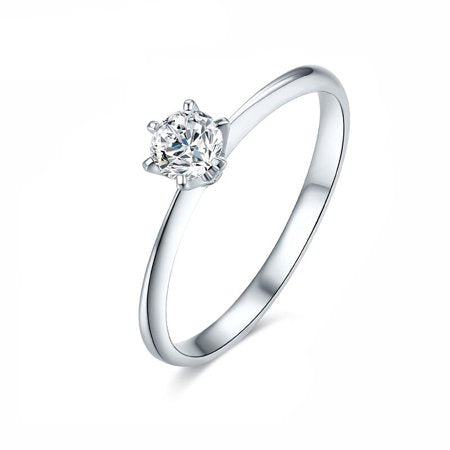 .15 Carat Round Brilliant Real Diamond Solitaire Engagement Ring in 10k White Gold