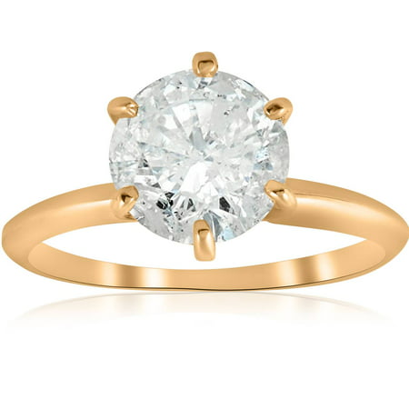 2 1/2 ct Round Solitaire Diamond Engagement Ring 14k Yellow Gold, Yellow Gold, 6.5