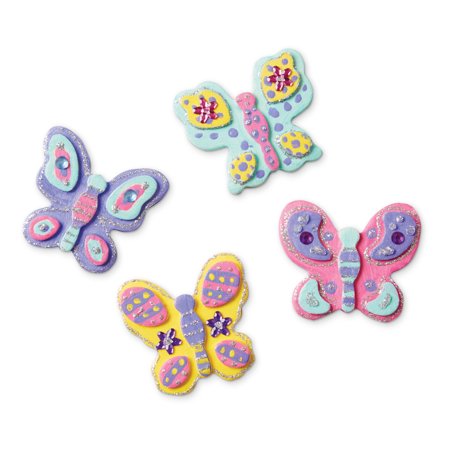 Melissa & Doug Created by Me! Wooden Butterfly Magnets Craft Kit (4 Designs, 4 Paints, Stickers, Glitter Glue)