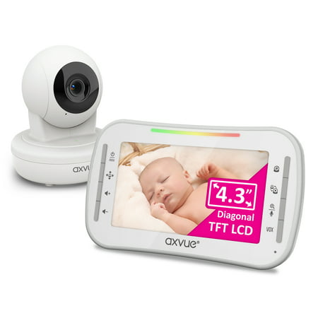 E9650W Video Baby Monitor,Comfortable Slim Design handheld enclosure,4.3" Screen Monitor & Pan Tilt Camera,Range up to 1000ft,12 Hour Battery Life,2-Way Talk,Night Vision,Temperature Monitor, No WiFi