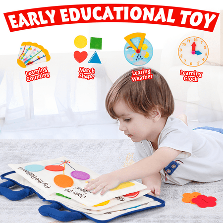 UNIH Baby Soft Book for Infant, Quiet Activity Busy Book Sensory Toy Educational Montessori Toys for Toddlers 1 2 3 Year Old Boys Girls