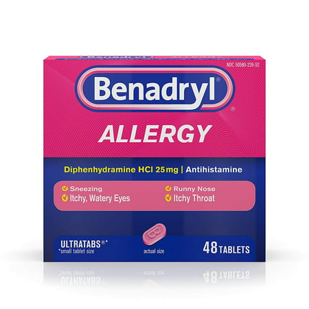 Benadryl Ultratab Antihistamine Allergy Medicine Tablets, 48 Count, 48 ct