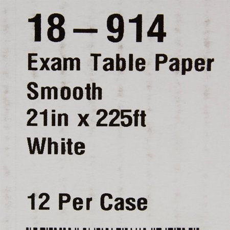 McKesson Exam Table Paper, Smooth - White, 21 in x 225 ft, 12 Count, 21 Inch Width Wide