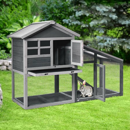Gymax 58'' Wooden Rabbit Hutch Large Chicken Coop Weatherproof Indoor & Outdoor Use