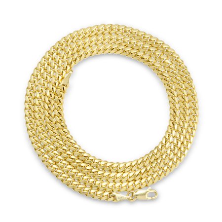 Nuragold 10k Yellow Gold 4mm Solid Miami Cuban Link Chain Pendant Necklace, Mens Jewelry with Lobster Clasp 18" - 30"