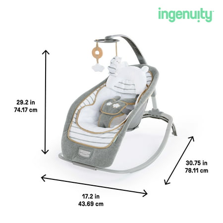 Ingenuity Boutique Collection Vibrating Rocking Seat with Premium Fabric - Bella Teddy, Unisex, Newborn and up