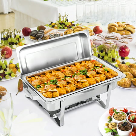 ZENY 2-Pack Full Size 8 Qt. Stainless Steel Chafing Dishes with Durable Frames