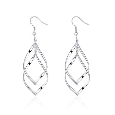Sterling Silver Interlocking Diamond Spirals EarringsSilver,