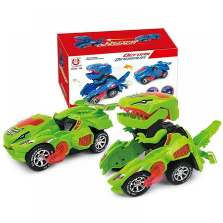 Transforming Dinosaur Toys, Transformer Toys for Kids Car for Boys Age 3-5 Dino Car Toys for Kids with LED Light & Music Automatic Transform for Kids Toddlers Birthday Gifts (Green), Green