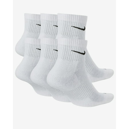 Nike Everyday Plus Cushion Ankle White/Black Socks - 6 Pair Pack SX6899-100 Large (Men's 8-12), White/Black, L