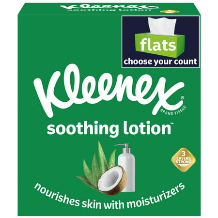 Kleenex Soothing Lotion Facial Tissues, 4 Flat Boxes (440 Total Tissues)