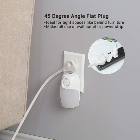 DEWENWILS 12ft Flat Plug Indoor Extension Cord with Step on Switch for Christmas Tree Decoration Lights,2 Prong 3 Outlets,White