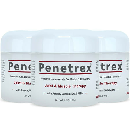 Penetrex Joint & Muscle Therapy, LARGE 4 Oz. Cream (3-Pack) - Intensive Concentrate for Soothing Relief & Recovery with Arnica, Vitamin B6 & MSM (DMSO2) for Your Back, Neck, Knee, Hand, Shoulder, Foot