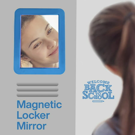 Gara Blue Easy to Mount Magnetic Selfie Mirror for Work, School, Gym Lockers | 1 Pack, Blue