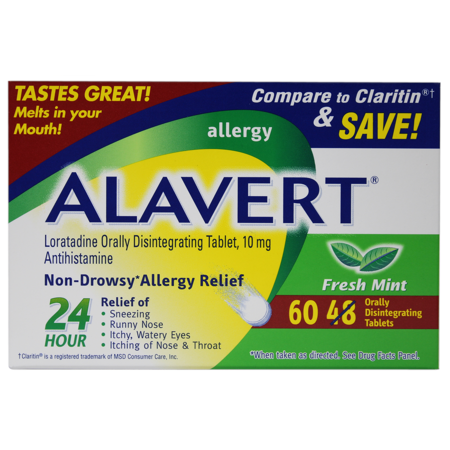 Alavert Quick Dissolving Non-Drowsy Allergy Relief Tabs Fresh Mint 60 Count Pack of 4