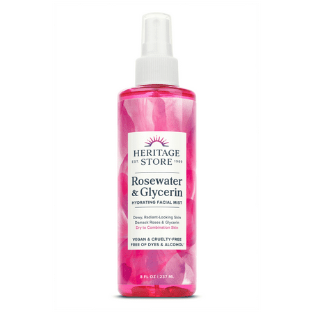 Rosewater & Glycerin, Hydrating Mist for Skin & Hair, 8 fl oz by Heritage Store, 8 fl oz