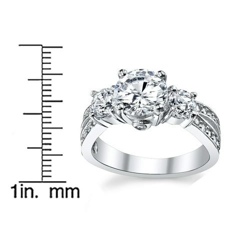 Women's 1.50 Carats Wedding Engagement Ring Sterling Silver 925 "Past Present Future" Cubic Zirconia