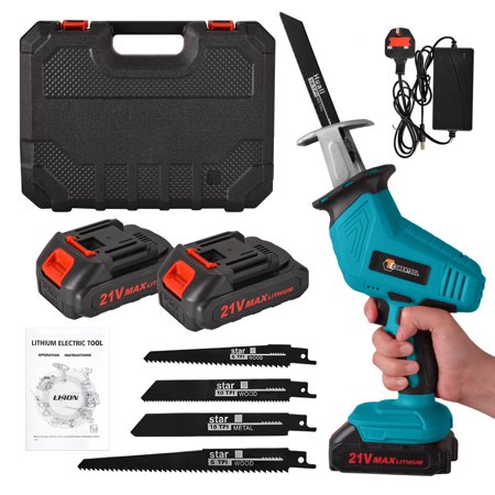 Conentool 21V Cordless Reciprocating Saw -load Speed 3800rpmWith 2  Rechargeable Battery, Wood Saw Blade, Metal Saw Blade,Electric Hand Saw 