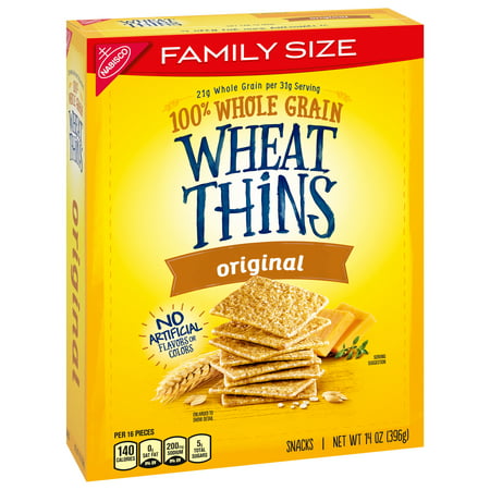 Wheat Thins Original Whole Grain Wheat Crackers, Family Size, 14 oz