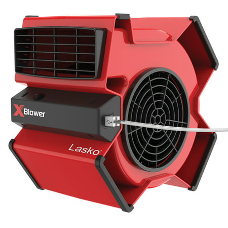 Lasko X-Blower Multi-Position Utility Blower Fan with USB Port, X12900, Red, Red