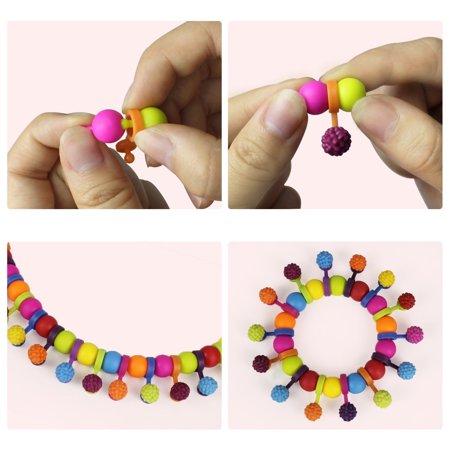 HANMUN Girls Toy Pop Snap Beads - Jewelry Marking Kit for Girls 5-7, 119 Pieces DIY Necklace Ring Bracelet Art Toddler Crafts, Ideal Christmas Birthday Gifts for 3-8 Year Old KidsSnap Beads 119pcs,