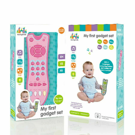 Kids Musical TV Remote Control Toy with Light and Sound, Pawst Early Education Baby Learning Remote Toy for 6-36 months Toddlers Boys or Girls, Gray
