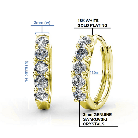 Cate & Chloe Bethany Strong White Gold Hoop Earrings, 18k Gold Hoop Earrings with Large Swarovski Crystals, Silver Hoop Earring Set for Women, Wedding Anniversary Jewelry (Yellow Gold)Yellow Gold,