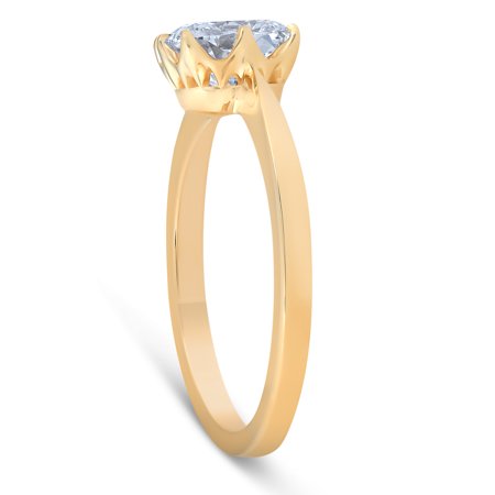 1 1/2 Ct Solitaire Diamond Micro Prong Engagement Ring 14k Yellow Gold, Yellow Gold, 8